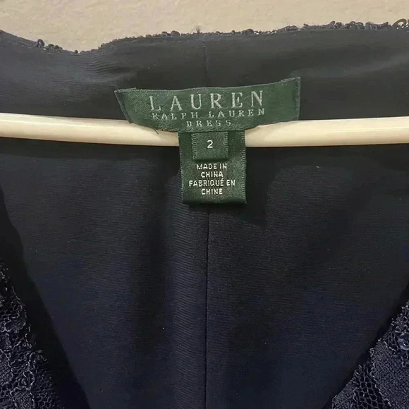 [US2]LRL Ralph Lauren Blue Sequins Laced Knee Length  Sleeveless Dress - Picture 4 of 6